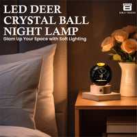 CRAE 3D Deer Crystal Ball Night Lamp, LED Glass Ball Table Lamp with Wooden Base for Home Decor, Office, Birthday Gift (Deer)