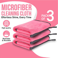 Btag Microfiber Cleaning Cloth| Highly Absorbent,Lint and Streak Free, Multi-Purpose Wash Cloth for Kitchen,Car,Window,Stainless Steel (Pack of 3)