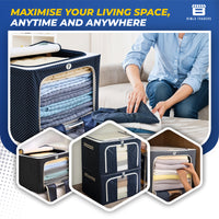 BTfash Clothes, Foldable Clothes Storage Baskets for Wardrobe, Books, Saree, Shirts, Stationery Paper, Document Toy,and Blankets Storage Box with Handles|Assorted | 66 Liter |