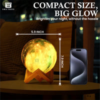 CRAE 3D Galaxy Moon Lamp Decor, Night Light with Wooden Stand | Touch Control LED Moon | Cool Decorative for Unisex