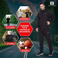 BTfash Men's Solid Polyester Full Zip Sportswear Regular Fit Track Suits Athletic Gym Running Jogging Suit Sets