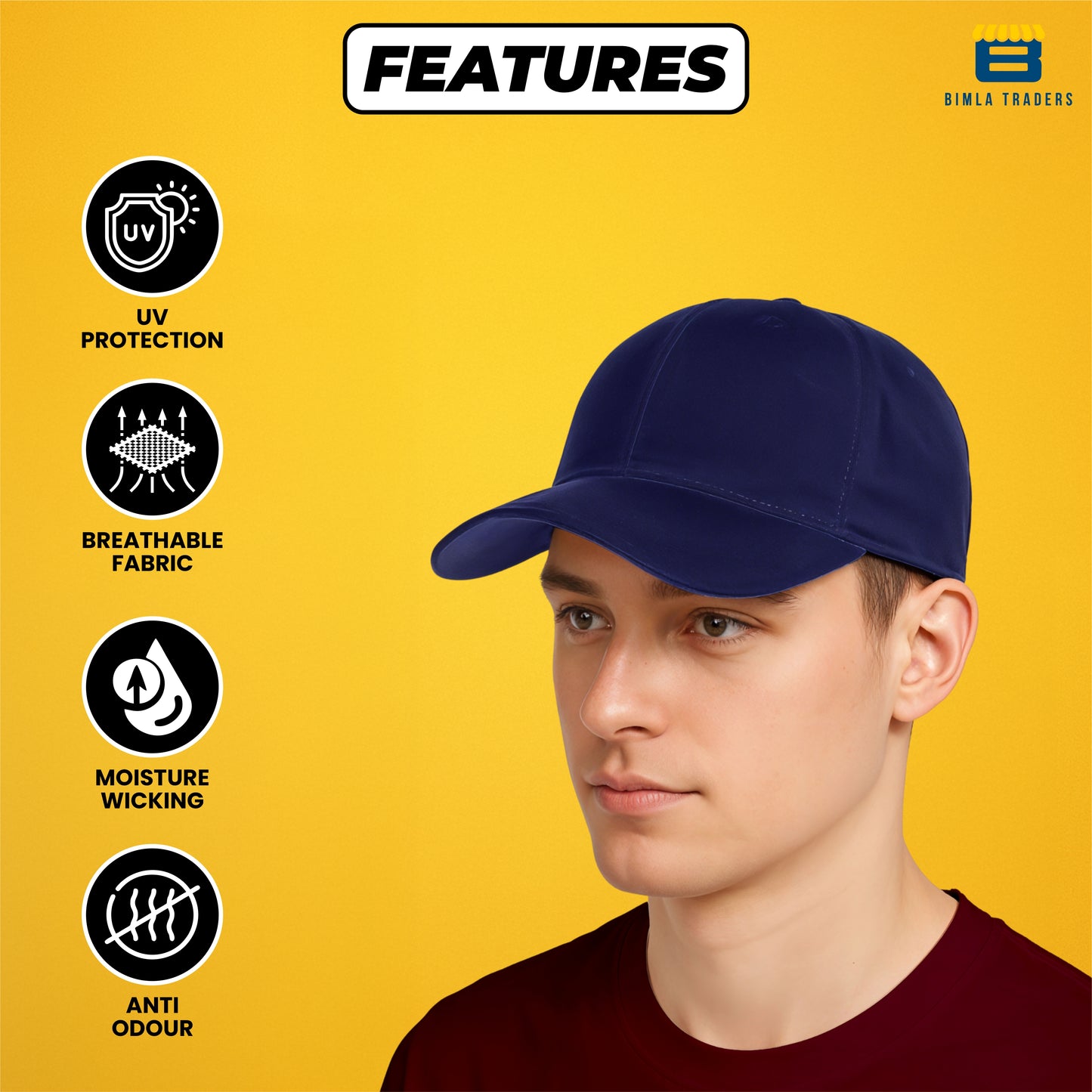 BTfash Classic Plain Adjustable Baseball Cap for Men and Women, Unisex Cap for All Seasons (Pack of 2)