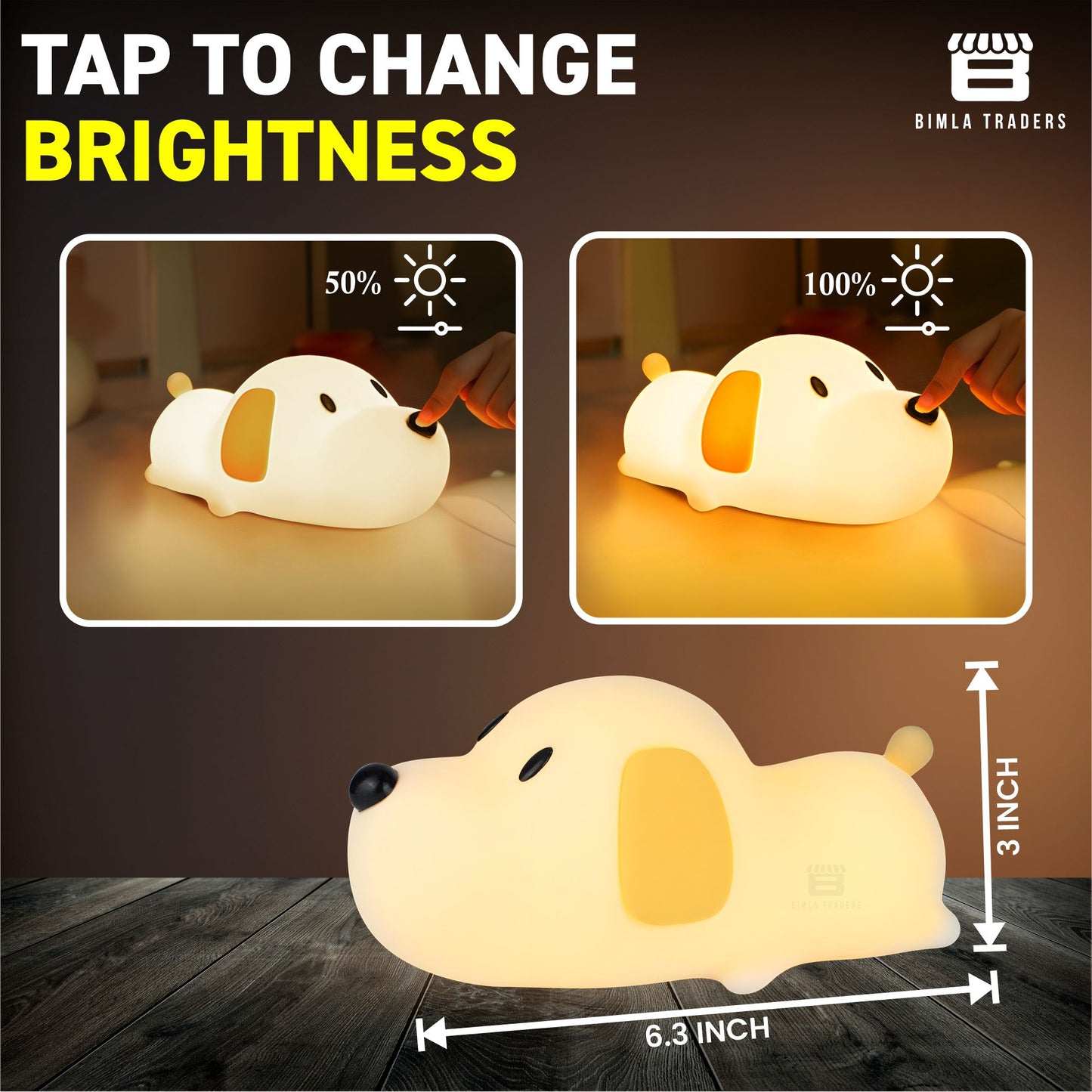 LED Sleeping Cute Puppy Silicone Lamp for Baby,Boys & Girls Bedroom, Room Decor, Home Decoration