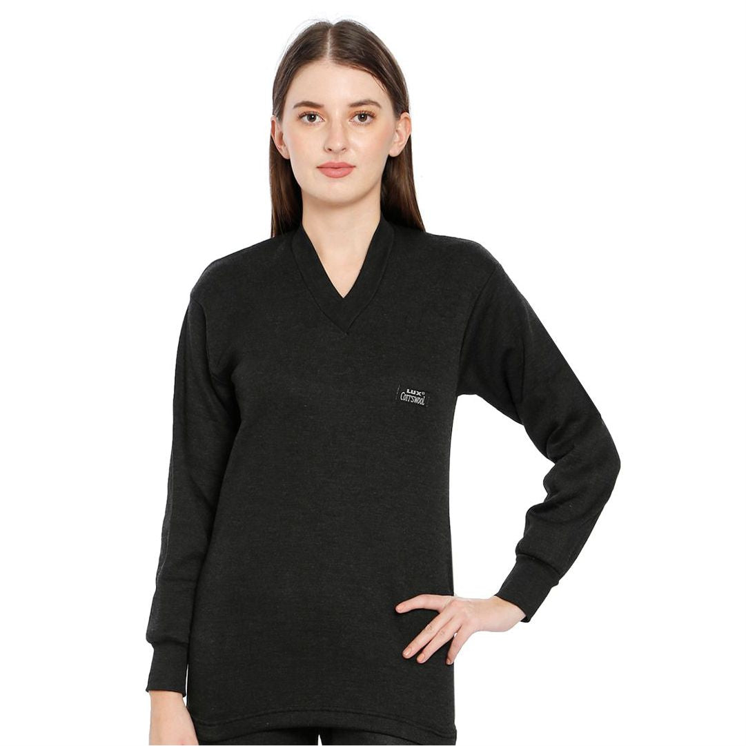 Lux Cottswool Women's Cotton V-Neck Thermal Top