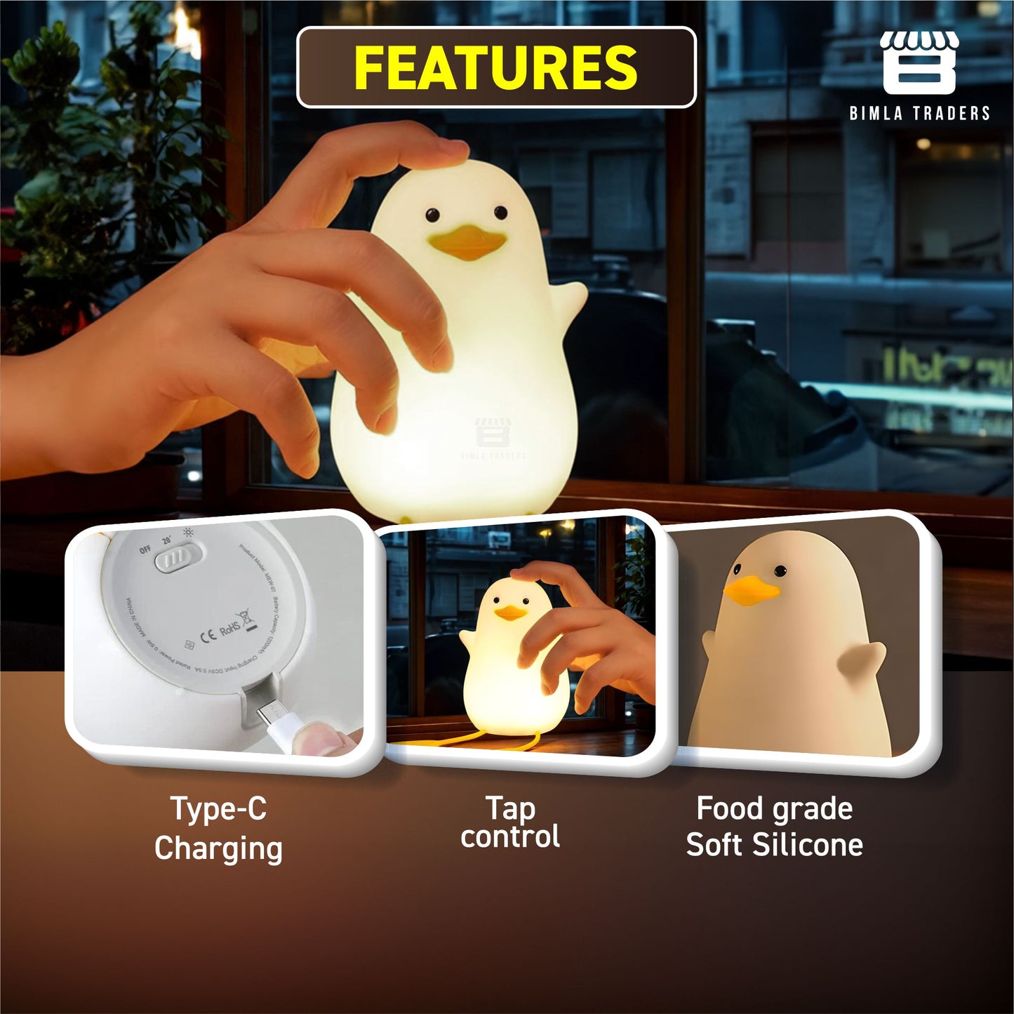 Duck Silicone Lamp for Baby, Boys & Girls, Bedroom , Women, Home Decoration
