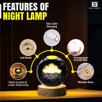CRAE Sky Ball Night Lamp with Wooden Stand for Gift for Girls, Birthday Gift, Home Decor, and Cloud Lamp (Sky)