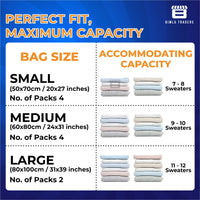 Crae Vacuum Storage Bags for Travel,Space Saver Compression Storage Bags for Packing | Airtight Reusable Ziplock with Hand Pump |(2 PIECE 50X70,2 PIECE 60X80,1 PIECE 80X100,1 HAND PUMP) 5 Piece Set