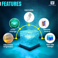 CRAE Water Ripple Night Light, Romantic Warm Ocean Wave Effect, Crystal Astronomy Night Table Lamp for Bedroom, LED Projection Lamp (Water Ripple)