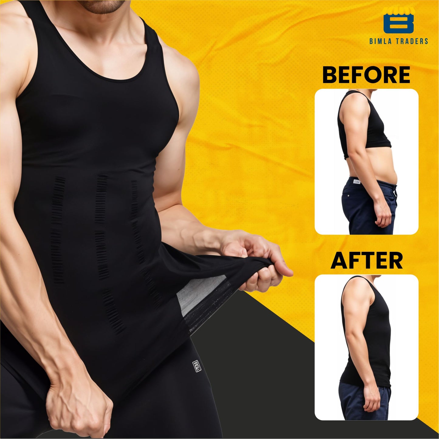 Bimla Traders Mens Slimming Body Shaper Vest, Stretchable Tummy Tucker Tank Top