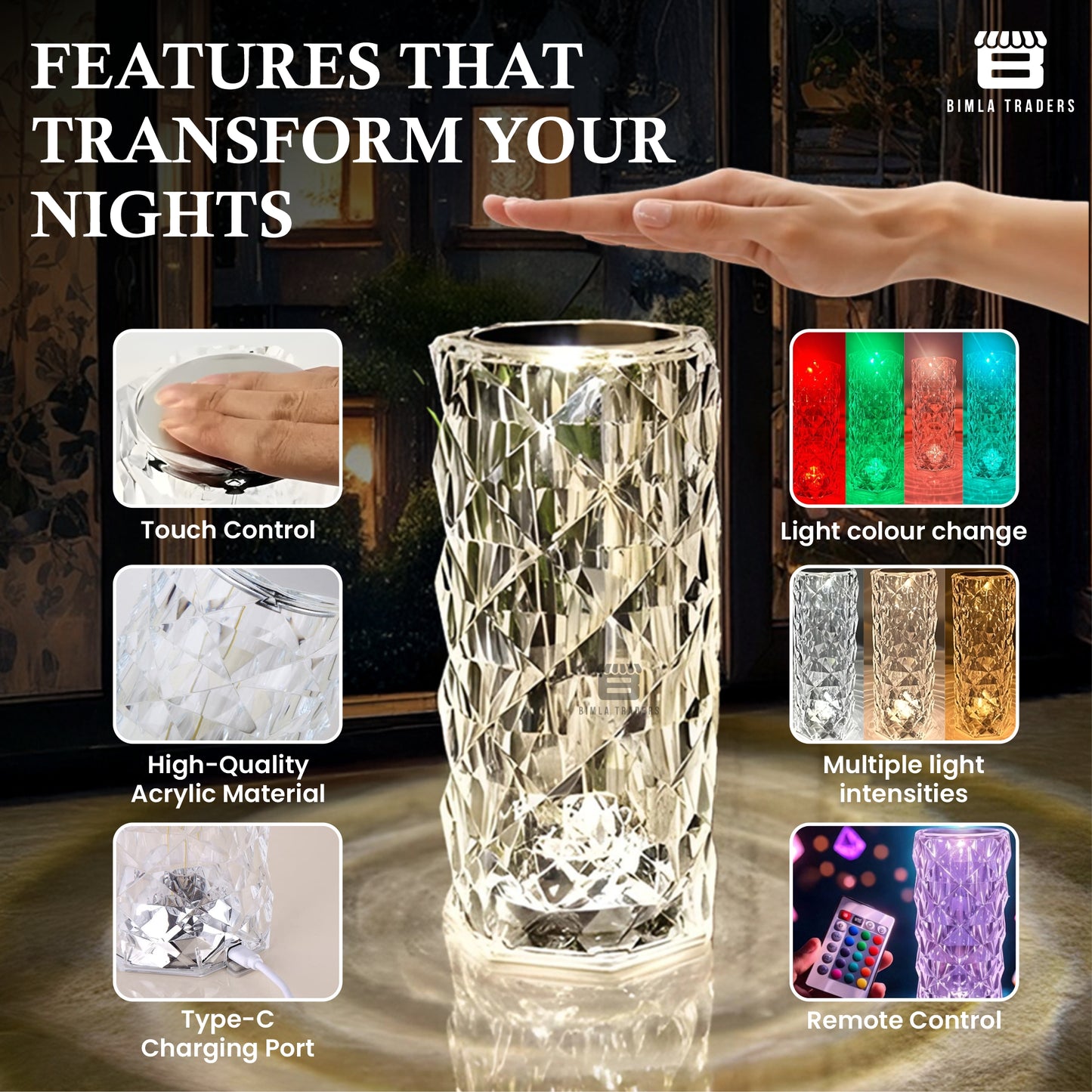 Crystal Table Desk Lamp