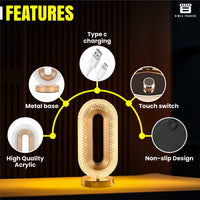 CRAE Oval Crystal Desk Lamp-Touch Control Night Light with Stand, Bedside Lamp, Home Furnishing Decoration, Perfect for Gifts (Oval)