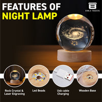 CRAE 3D Milky Way Ball Night Light with Wooden Base for Home Decor, Living Room, Bedrooms Ornament