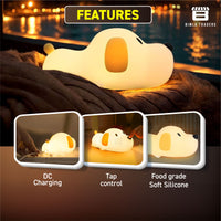 LED Sleeping Cute Puppy Silicone Lamp for Baby,Boys & Girls Bedroom, Room Decor, Home Decoration