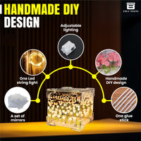 CRAE Mirror Cube Tulip Lamp | DIY Flowers Led Decorative Lamp | Table Ornaments for Bedroom | Gifts for Woman | Valentine Gift (Cube Tulip)