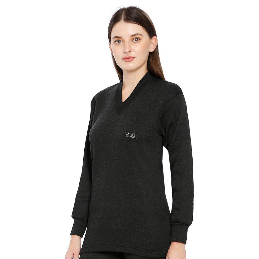 Lux Cottswool Women's Cotton V-Neck Thermal Top