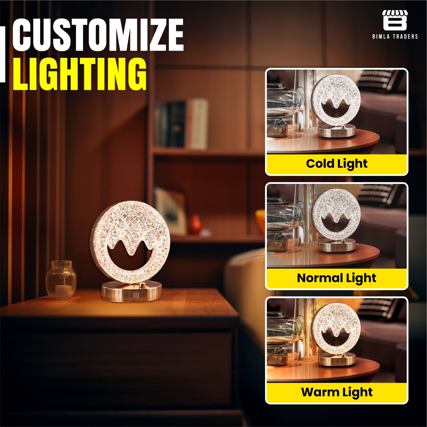 CRAE Mountain Shape Crystal Table Lamp Cordless Luxury with Touch Sensor Control | Desk Night Study Light | Diamond Nightstand | Party Decor