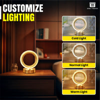CRAE Crystal Table Lamp Round Cordless Luxury Lamp | Diamond Nightstand | Starry Night | Table LightBedroom, Living Room, Party Decor (Round)