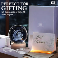 CRAE 3D Crystal Night Lamp Ball - Astronaut, LED Light with Wooden Base, Creative lamp for Home Office Decoration,Best for Gifting (Astronaut)