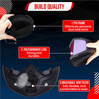 BTfash Anti Scratch UV Protective Motorcycle Face Mask with Detachable Goggles | Anti-Fog UV Protection Riding Mask with Removable Breathable Filter | Full Face Windproof Shield for Biking.(Rainbow)