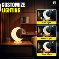 CRAE Crystal Half Moon Shape Night Lamp | Ideal for Bedroom | Desk Lamp for Bedroom, Home, Living | (Moon Shape)