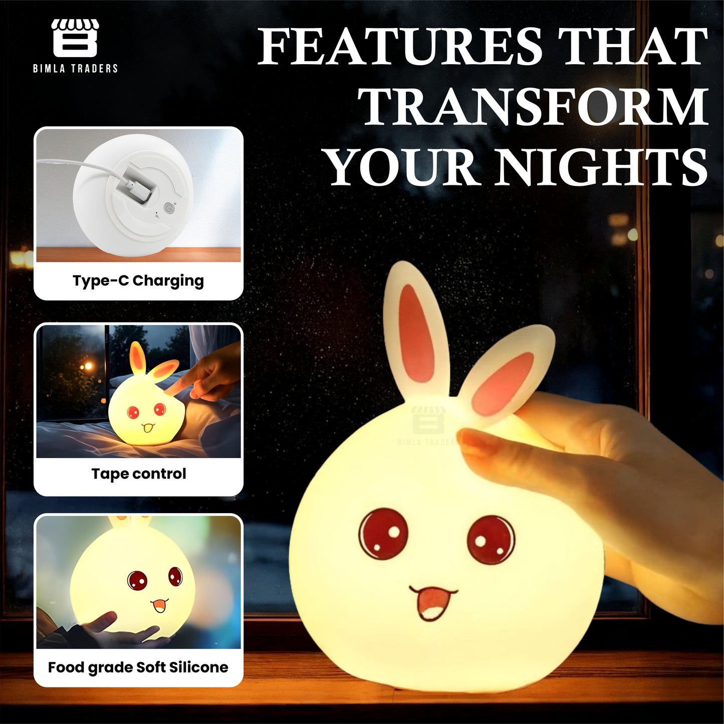 Rabbit LED Lamp for Kids, Teens, Girls, Boys & Baby Room Decor