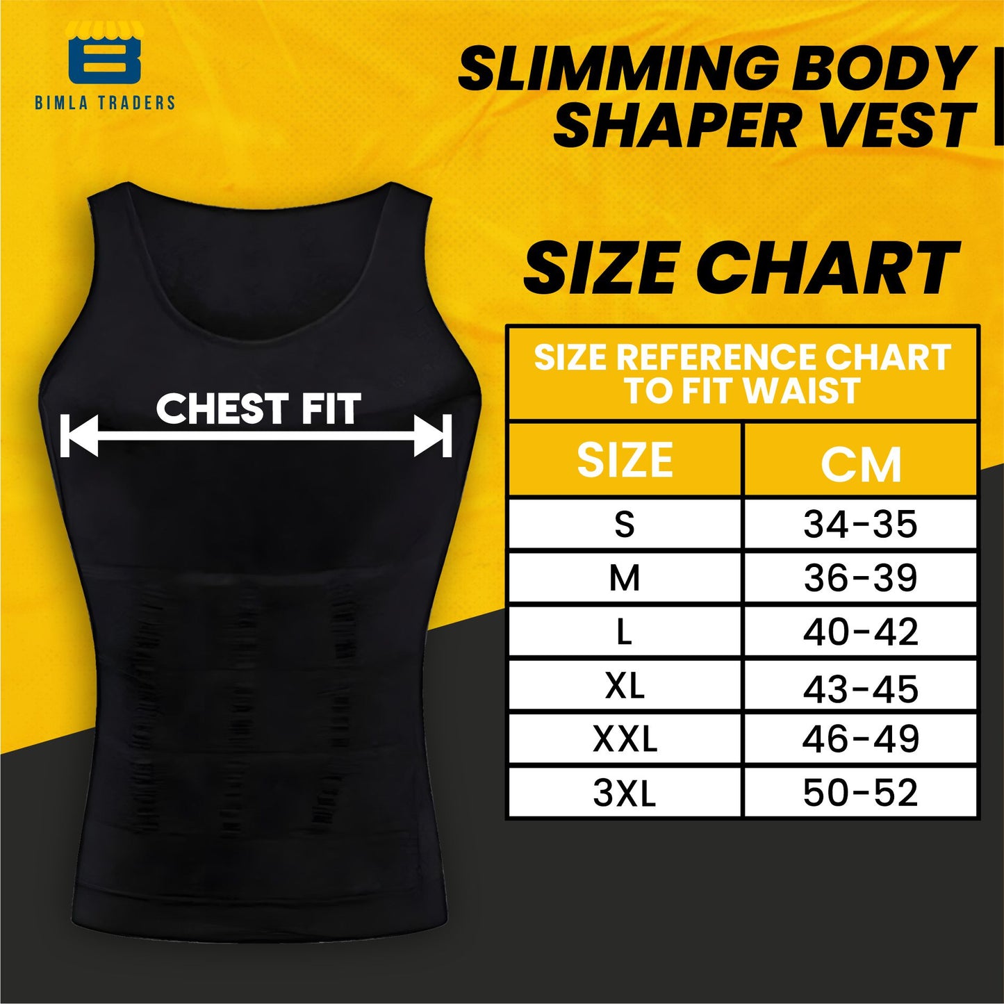 Bimla Traders Mens Slimming Body Shaper Vest, Stretchable Tummy Tucker Tank Top