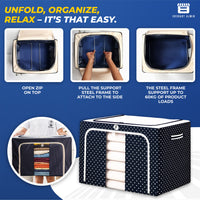 BTfash Clothes, Foldable Clothes Storage Baskets for Wardrobe, Books, Saree, Shirts, Stationery Paper, Document Toy,and Blankets Storage Box with Handles|Assorted | 66 Liter |