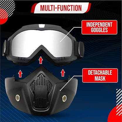 Btag Goggle Mask Anti Scratch UV Protective Open Face & Eyewear Windproof Unisex