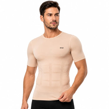 Btag Men's Body Shaper Compression Vest Half Sleeve – Body Shaper Tank Top, Slim Fit Tummy Support Undershirt for Gym, Workout.