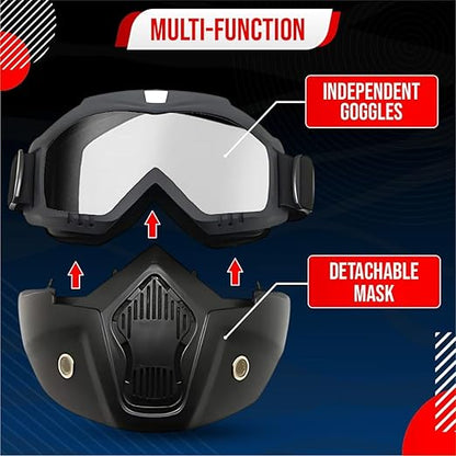 Btag Goggle Mask Anti Scratch UV Protective Open Face & Eyewear Windproof Unisex