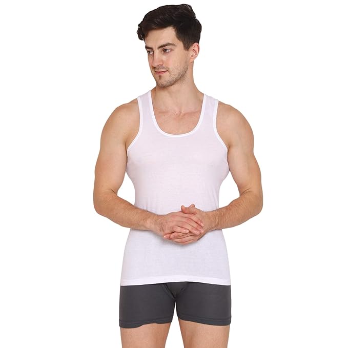 VIP Supreme Mens Round Neck Sleeveless Cotton Vest. Pack of 1 (White/Assorted)