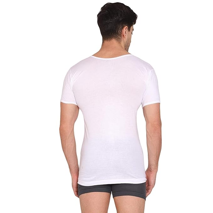 VIP Supreme Mens Round Neck Half Sleeve Cotton Vest. Pack of 1 (White/Assorted)