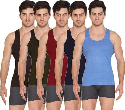 VIP Supreme Men's Sleeveless Cotton Vest (Pack of 5) Assorted