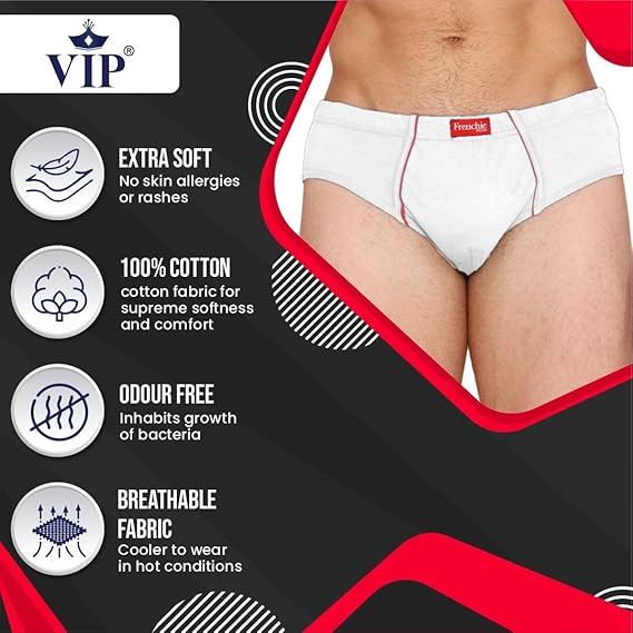 VIP Frenchie Plus Men's Cotton Brief (Pack of 3)