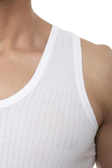 VIP Frenchie Elite Men's Cotton Vest. Pack of 2 (White)
