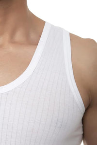 VIP Frenchie Elite Men's Cotton Vest. Pack of 2 (White)