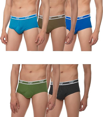 VIP Men's Cotton Brief - Pack of 5 ASSORTED