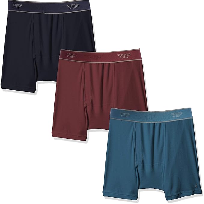 VIP Men's Regal Collection Classic Design 100% Cotton 1X1 Rib Trunk - Pack of 3