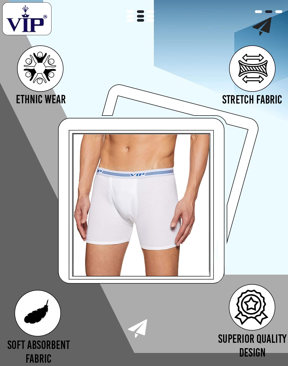 VIP Advanta Men's 100% Ribbed Cotton Long Underwear. Pack of 1 (White/Assorted)