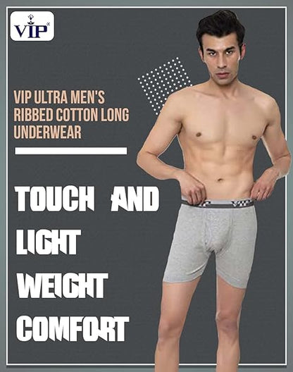 VIP Ultra Men's 100% Ribbed Cotton Long Underwear (Pack of 3)