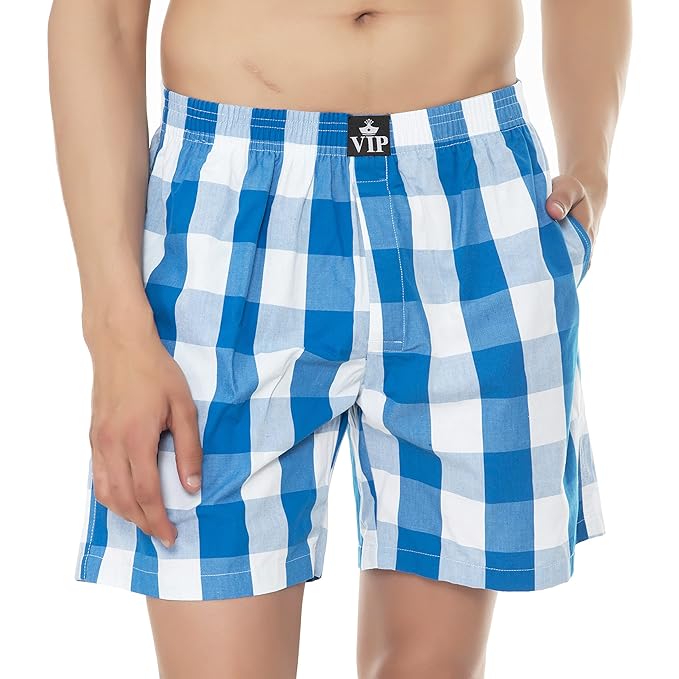 VIP Men's Cotton Boxer Shorts with Side Pockets (Pack of 2)