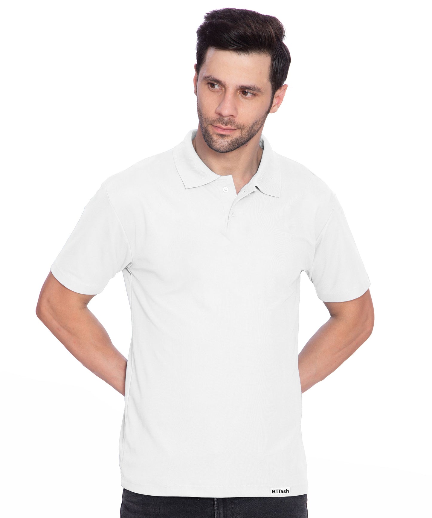 BTfash Men's Dri-Fit Polo Neck Half Sleeve Solid Basic T-Shirt | Pack of 1