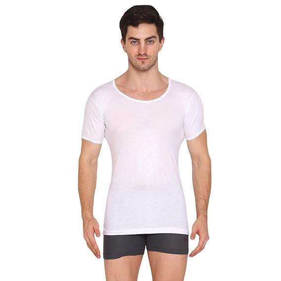 VIP Supreme Mens Round Neck Half Sleeve Cotton Vest. Pack of 1 (White/Assorted)