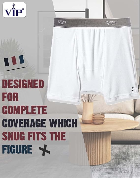 VIP Men's Regal Collection 100% Cotton 1x1 Rib Trunk Pack of 1 (1301_White_Assorted)