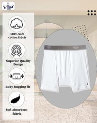 VIP Men's Regal Collection 100% Cotton 1x1 Rib Trunk Pack of 1 (1301_White_Assorted)