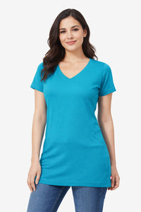 Bumchums Women's Cotton Stretch Regular Fit V Neck Half Sleeve T-Shirt | Women t Shirts for Formal, Casual, Office, Date, Outing, Party Tops