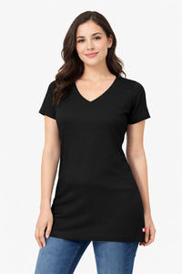 Bumchums Women's Cotton Stretch Regular Fit V Neck Half Sleeve T-Shirt | Women t Shirts for Formal, Casual, Office, Date, Outing, Party Tops