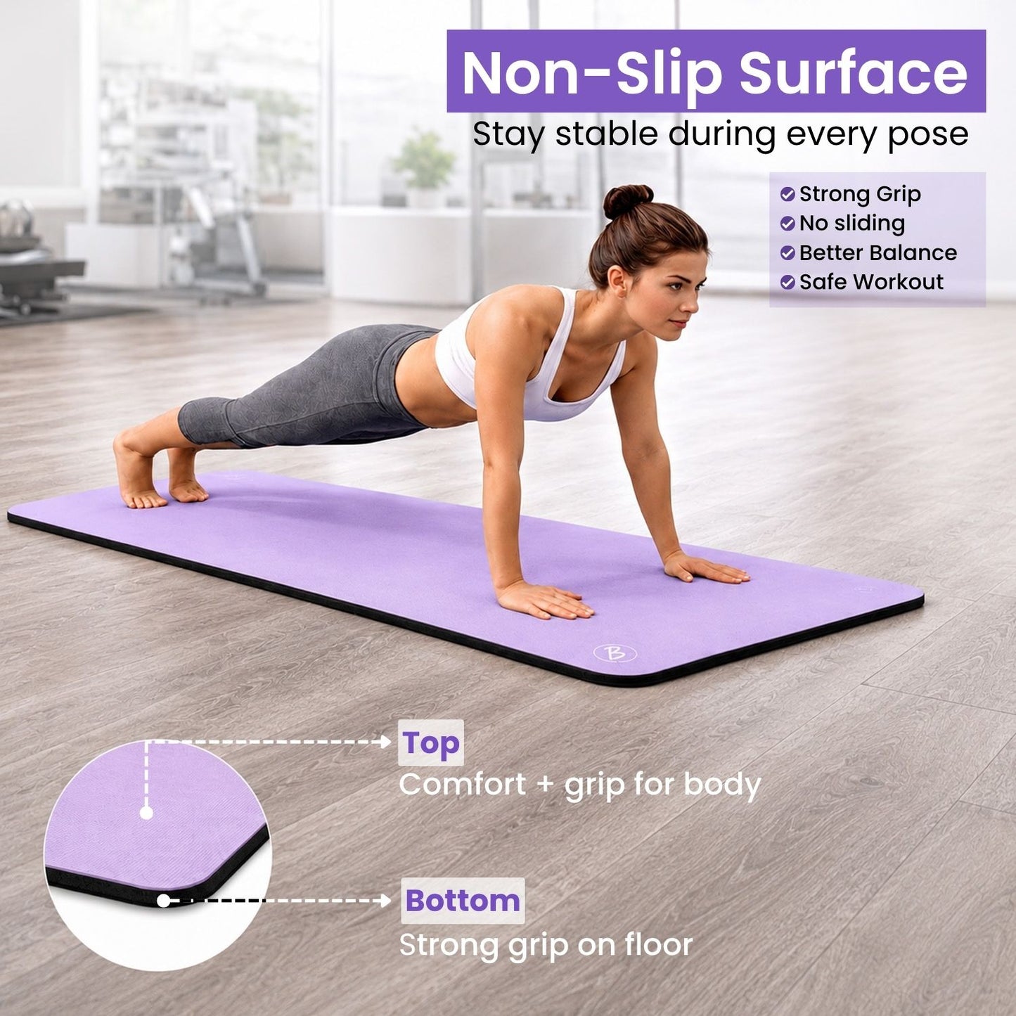 Bimla Traders Premium TPE Yoga Mat for Women & Men | Anti-Slip Exercise & Gym Mat for Home Workouts | Lightweight & Durable