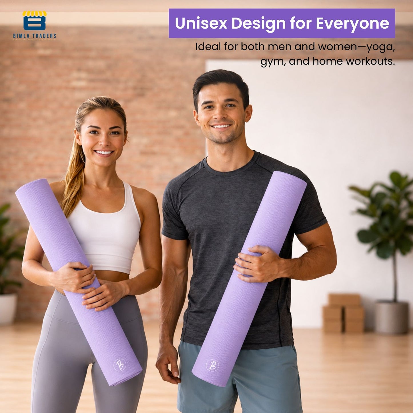 Bimla Traders Premium TPE Yoga Mat for Women & Men | Anti-Slip Exercise & Gym Mat for Home Workouts | Lightweight & Durable