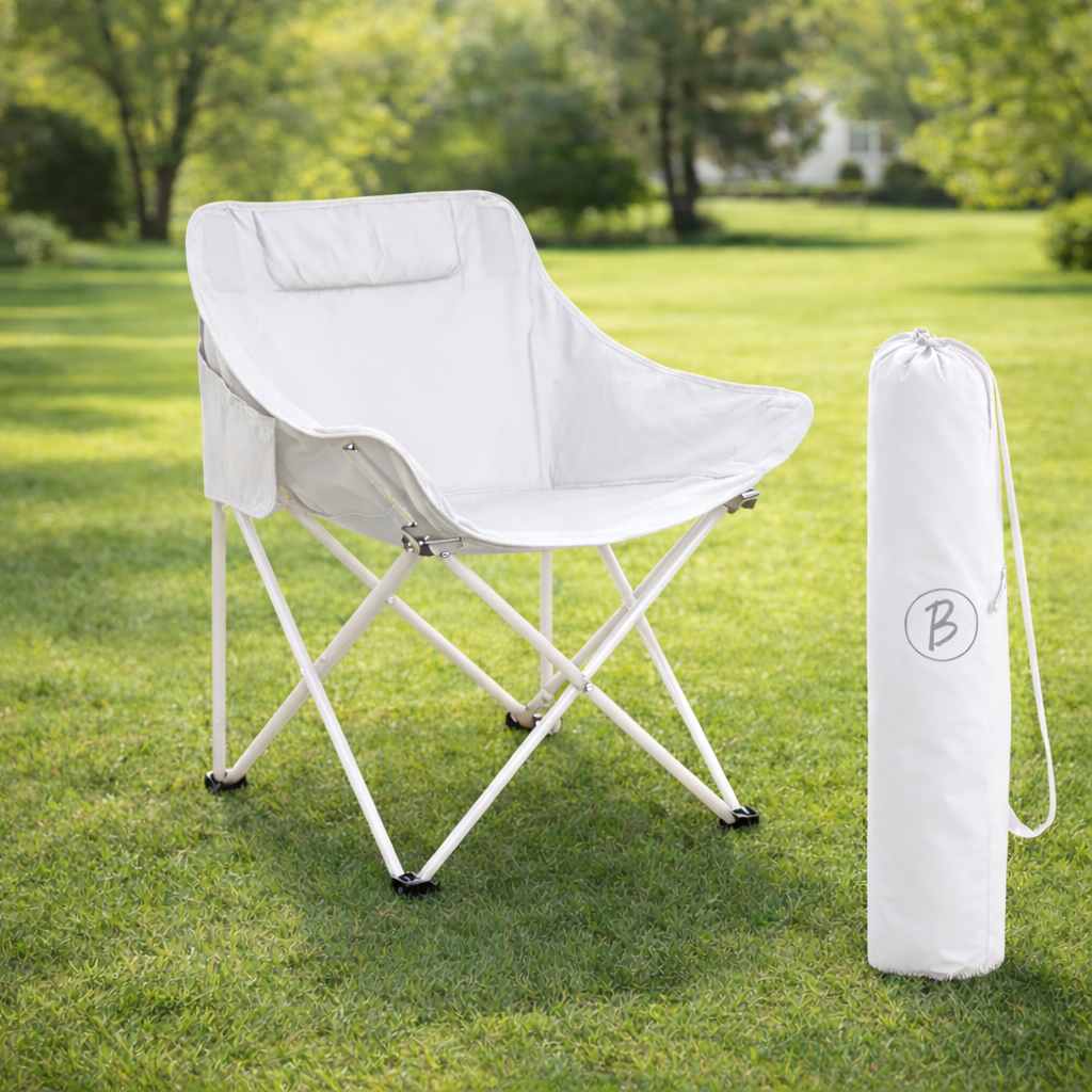 Bimla Traders Foldable Camping Chair with Carry Bag, Portable Outdoor Folding Chair for Camping, Picnic, Garden and Travel, Heavy Duty Metal Frame.
